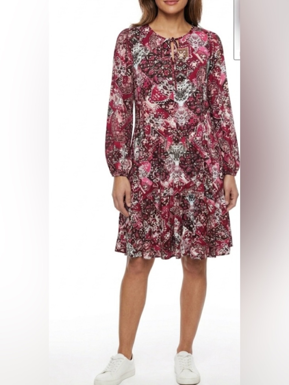 Calvin Klein Red Boho Mini Dress
Ruffled Hem Ballooned Long Sleeves Size 10